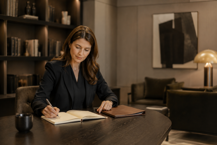 Focused in a modern office lounge